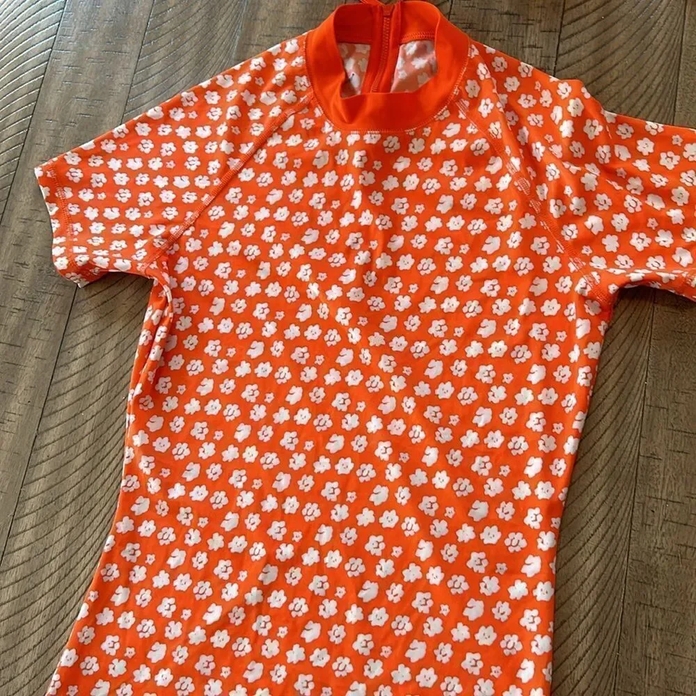 🏄🏻‍♀️ J Crew UK 🇬🇧 Poppy Print Rashguard 🏖️ waves or beach 🏝️ 🌊Back Zip